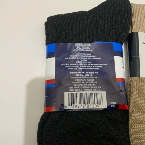 5 pair -Men's Cotton blend Socks Black Tan Navy Brown  - New! Size 9 - 13 - Picture 5 of 7